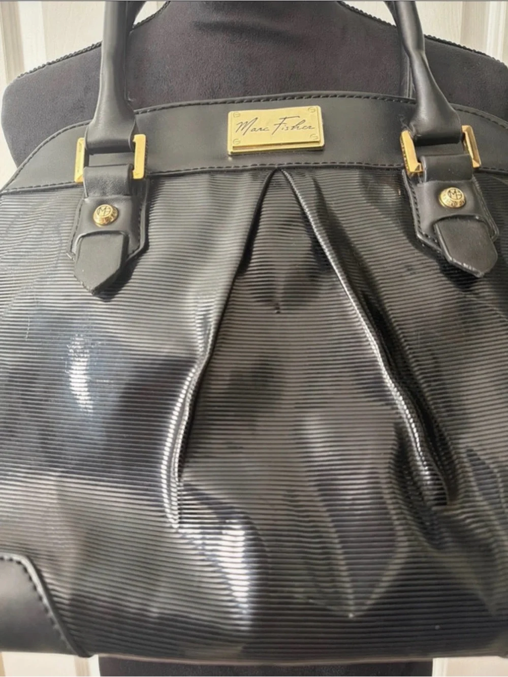 Marc Fisher Black Patent Dome Satchel